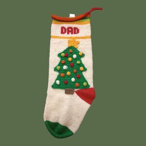 BH Crafts Bosnia Fair Trade Christmas Hand Knit 100% Wool 21.5“ Stocking DAD
